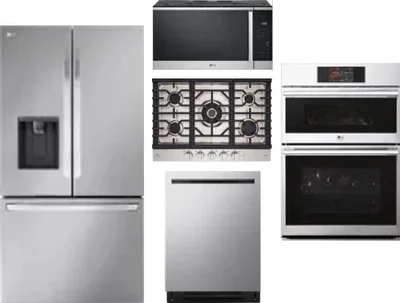 5 Piece Package Includes Refrigerator, Cooktop, Wall Oven, Microwave And Dishwasher
