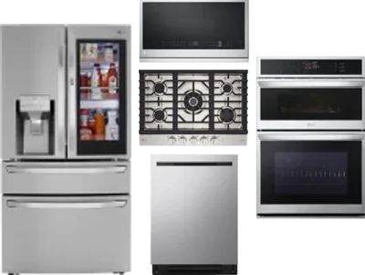 5 Piece Package Includes Refrigerator, Cooktop, Wall Oven, Microwave And Dishwasher