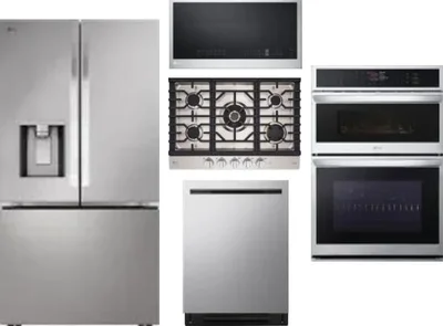 5 Piece Package Includes Refrigerator, Cooktop, Wall Oven, Microwave And Dishwasher