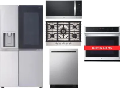 5 Piece Package Includes Refrigerator, Cooktop, Wall Oven, Microwave And Dishwasher