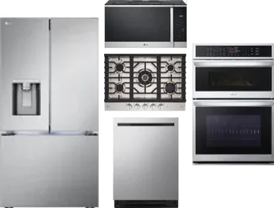 5 Piece Package Includes Refrigerator, Cooktop, Wall Oven, Microwave And Dishwasher