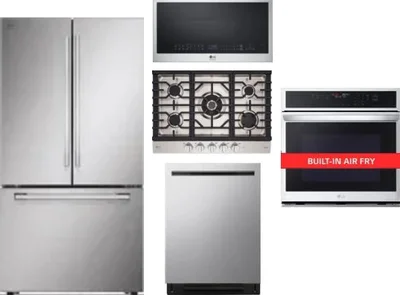 5 Piece Package Includes Refrigerator, Cooktop, Wall Oven, Microwave And Dishwasher