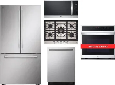 5 Piece Package Includes Refrigerator, Cooktop, Wall Oven, Microwave And Dishwasher