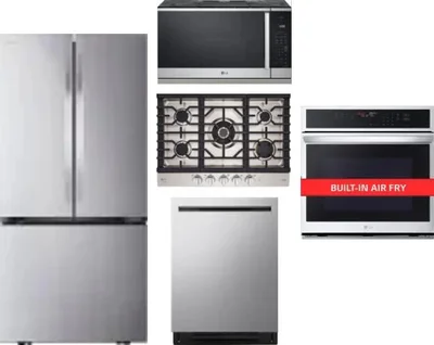 5 Piece Package Includes Refrigerator, Cooktop, Wall Oven, Microwave And Dishwasher