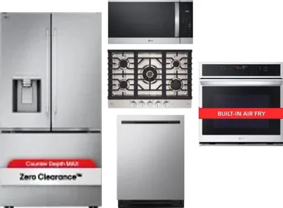 5 Piece Package Includes Refrigerator, Cooktop, Wall Oven, Microwave And Dishwasher
