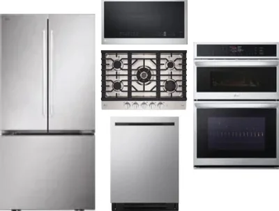 5 Piece Package Includes Refrigerator, Cooktop, Wall Oven, Microwave And Dishwasher