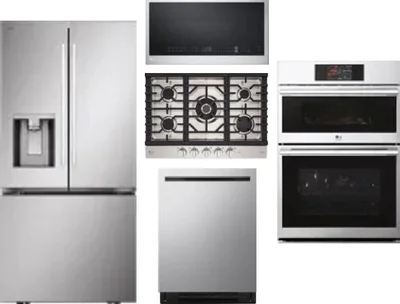 5 Piece Package Includes Refrigerator, Cooktop, Wall Oven, Microwave And Dishwasher