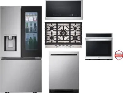 5 Piece Package Includes Refrigerator, Cooktop, Wall Oven, Microwave And Dishwasher