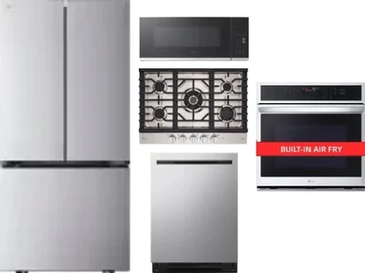 5 Piece Package Includes Refrigerator, Cooktop, Wall Oven, Microwave And Dishwasher