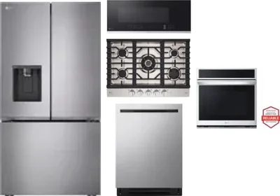 5 Piece Package Includes Refrigerator, Cooktop, Wall Oven, Microwave And Dishwasher