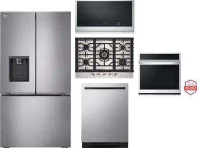 5 Piece Package Includes Refrigerator, Cooktop, Wall Oven, Microwave And Dishwasher