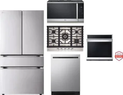 5 Piece Package Includes Refrigerator, Cooktop, Wall Oven, Microwave And Dishwasher