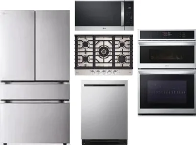 5 Piece Package Includes Refrigerator, Cooktop, Wall Oven, Microwave And Dishwasher