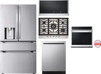 5 Piece Package Includes Refrigerator, Cooktop, Wall Oven, Microwave And Dishwasher