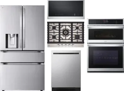 5 Piece Package Includes Refrigerator, Cooktop, Wall Oven, Microwave And Dishwasher