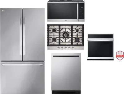 5 Piece Package Includes Refrigerator, Cooktop, Wall Oven, Microwave And Dishwasher