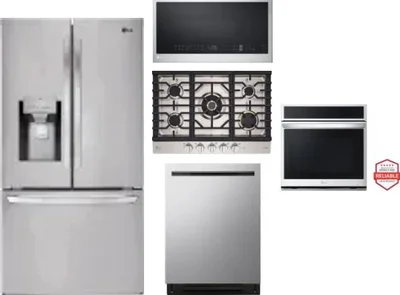 5 Piece Package Includes Refrigerator, Cooktop, Wall Oven, Microwave And Dishwasher