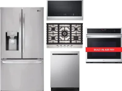 5 Piece Package Includes Refrigerator, Cooktop, Wall Oven, Microwave And Dishwasher