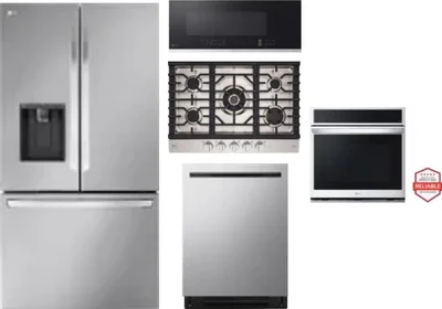 5 Piece Package Includes Refrigerator, Cooktop, Wall Oven, Microwave And Dishwasher