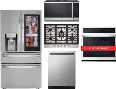 5 Piece Package Includes Refrigerator, Cooktop, Wall Oven, Microwave And Dishwasher