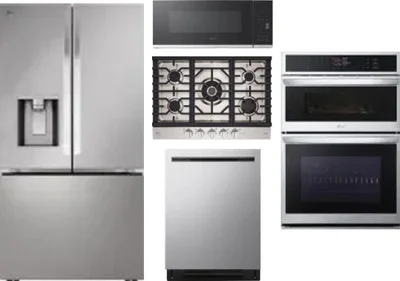 5 Piece Package Includes Refrigerator, Cooktop, Wall Oven, Microwave And Dishwasher