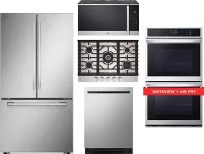 5 Piece Package Includes Refrigerator, Cooktop, Wall Oven, Microwave And Dishwasher