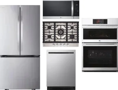 5 Piece Package Includes Refrigerator, Cooktop, Wall Oven, Microwave And Dishwasher