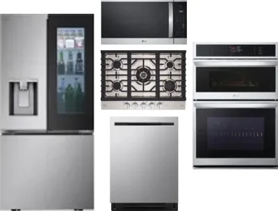5 Piece Package Includes Refrigerator, Cooktop, Wall Oven, Microwave And Dishwasher