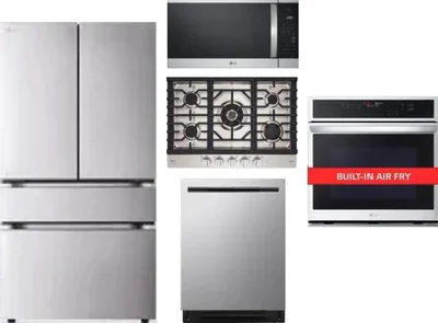 5 Piece Package Includes Refrigerator, Cooktop, Wall Oven, Microwave And Dishwasher