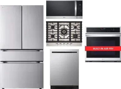 5 Piece Package Includes Refrigerator, Cooktop, Wall Oven, Microwave And Dishwasher