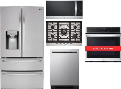 5 Piece Package Includes Refrigerator, Cooktop, Wall Oven, Microwave And Dishwasher