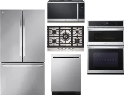5 Piece Package Includes Refrigerator, Cooktop, Wall Oven, Microwave And Dishwasher