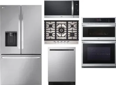 5 Piece Package Includes Refrigerator, Cooktop, Wall Oven, Microwave And Dishwasher