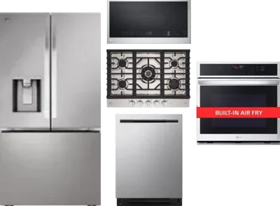 5 Piece Package Includes Refrigerator, Cooktop, Wall Oven, Microwave And Dishwasher