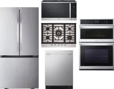 5 Piece Package Includes Refrigerator, Cooktop, Wall Oven, Microwave And Dishwasher