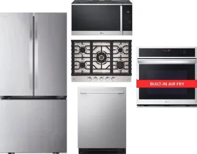 5 Piece Package Includes Refrigerator, Cooktop, Wall Oven, Microwave And Dishwasher