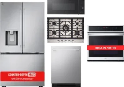 5 Piece Package Includes Refrigerator, Cooktop, Wall Oven, Microwave And Dishwasher