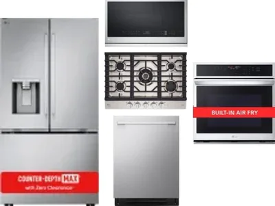 5 Piece Package Includes Refrigerator, Cooktop, Wall Oven, Microwave And Dishwasher