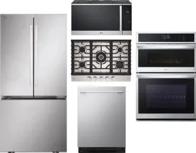 5 Piece Package Includes Refrigerator, Cooktop, Wall Oven, Microwave And Dishwasher