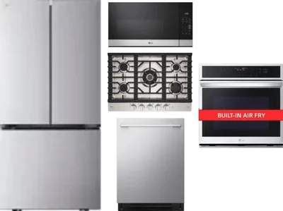 5 Piece Package Includes Refrigerator, Cooktop, Wall Oven, Microwave And Dishwasher