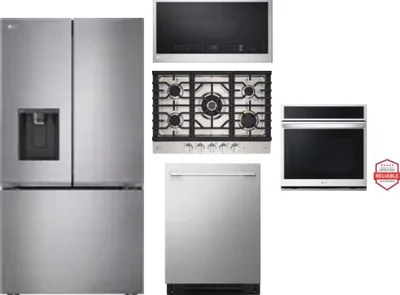 5 Piece Package Includes Refrigerator, Cooktop, Wall Oven, Microwave And Dishwasher