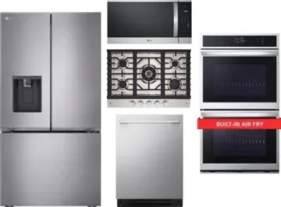 5 Piece Package Includes Refrigerator, Cooktop, Wall Oven, Microwave And Dishwasher