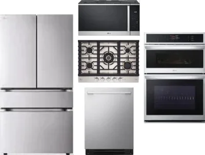 5 Piece Package Includes Refrigerator, Cooktop, Wall Oven, Microwave And Dishwasher