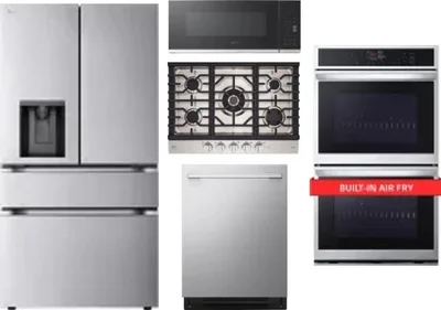 5 Piece Package Includes Refrigerator, Cooktop, Wall Oven, Microwave And Dishwasher