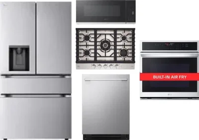 5 Piece Package Includes Refrigerator, Cooktop, Wall Oven, Microwave And Dishwasher