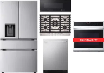 5 Piece Package Includes Refrigerator, Cooktop, Wall Oven, Microwave And Dishwasher