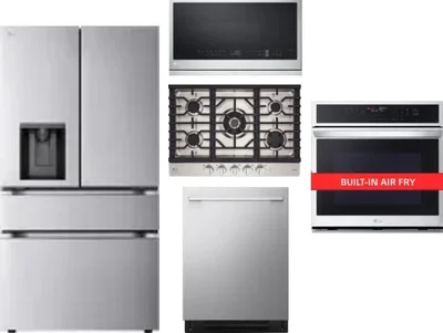 5 Piece Package Includes Refrigerator, Cooktop, Wall Oven, Microwave And Dishwasher