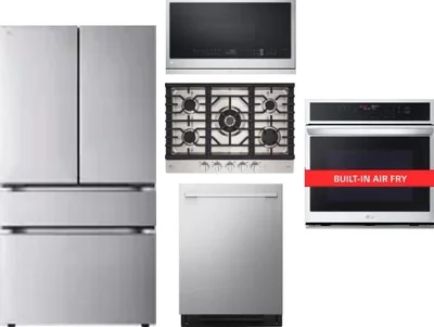 5 Piece Package Includes Refrigerator, Cooktop, Wall Oven, Microwave And Dishwasher