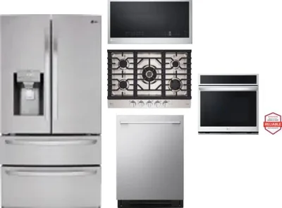 5 Piece Package Includes Refrigerator, Cooktop, Wall Oven, Microwave And Dishwasher