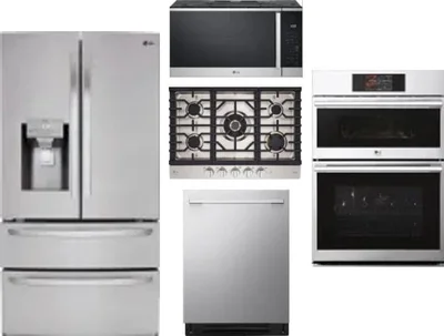 5 Piece Package Includes Refrigerator, Cooktop, Wall Oven, Microwave And Dishwasher